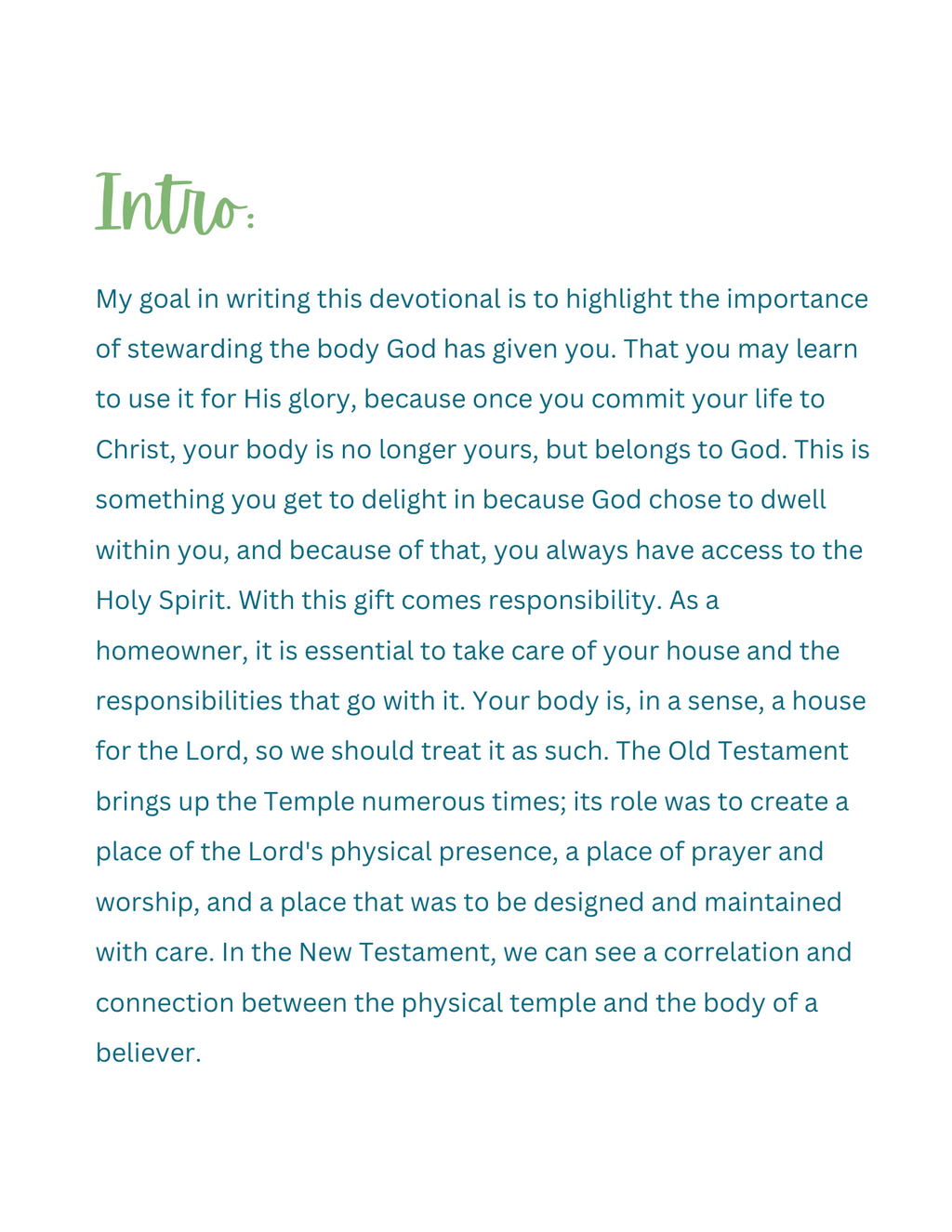 Girls Christian Devotional- Your Body as a Temple (Body Image, Eating, Working Out, Sexual Immorality)