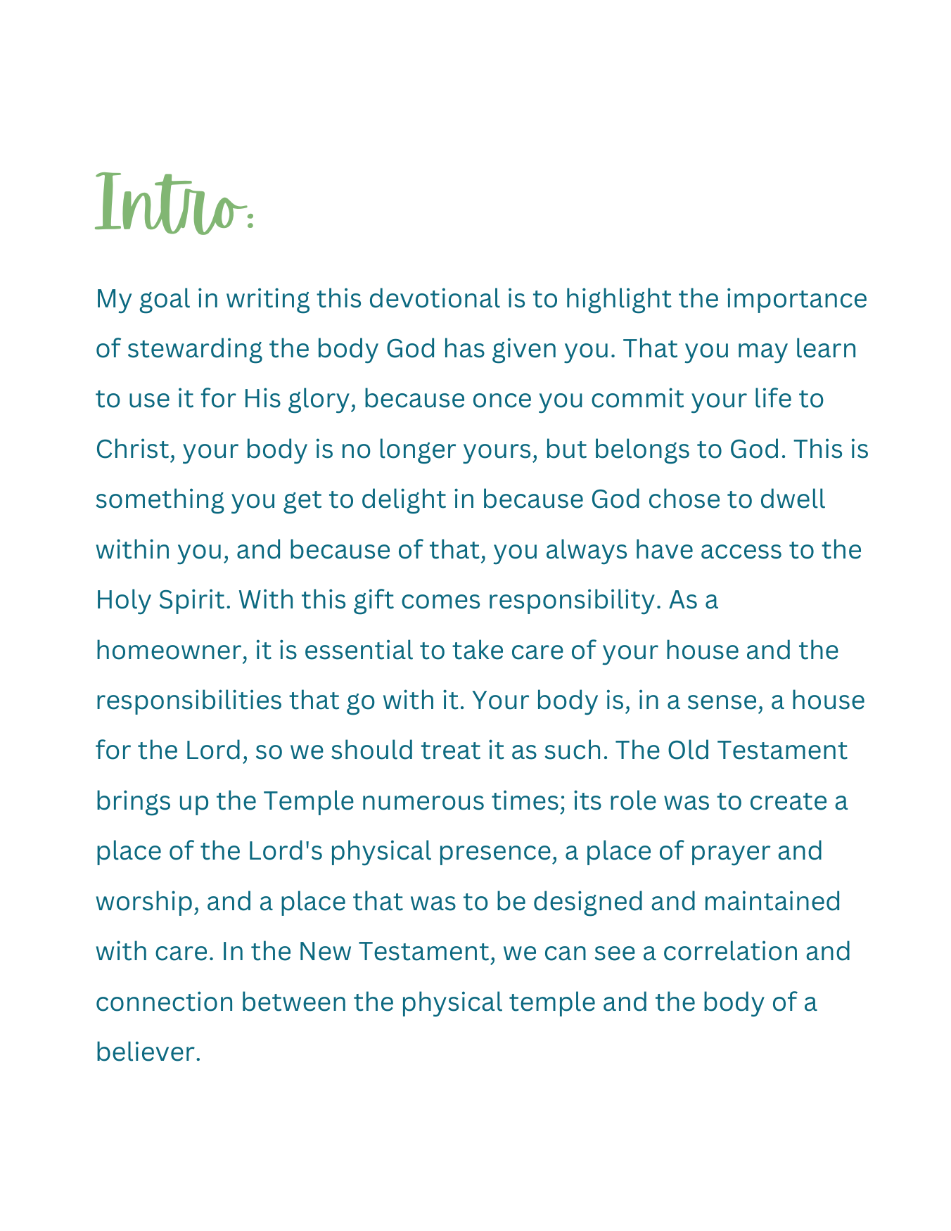 Girls Christian Devotional- Your Body as a Temple (Body Image, Eating, Working Out, Sexual Immorality)