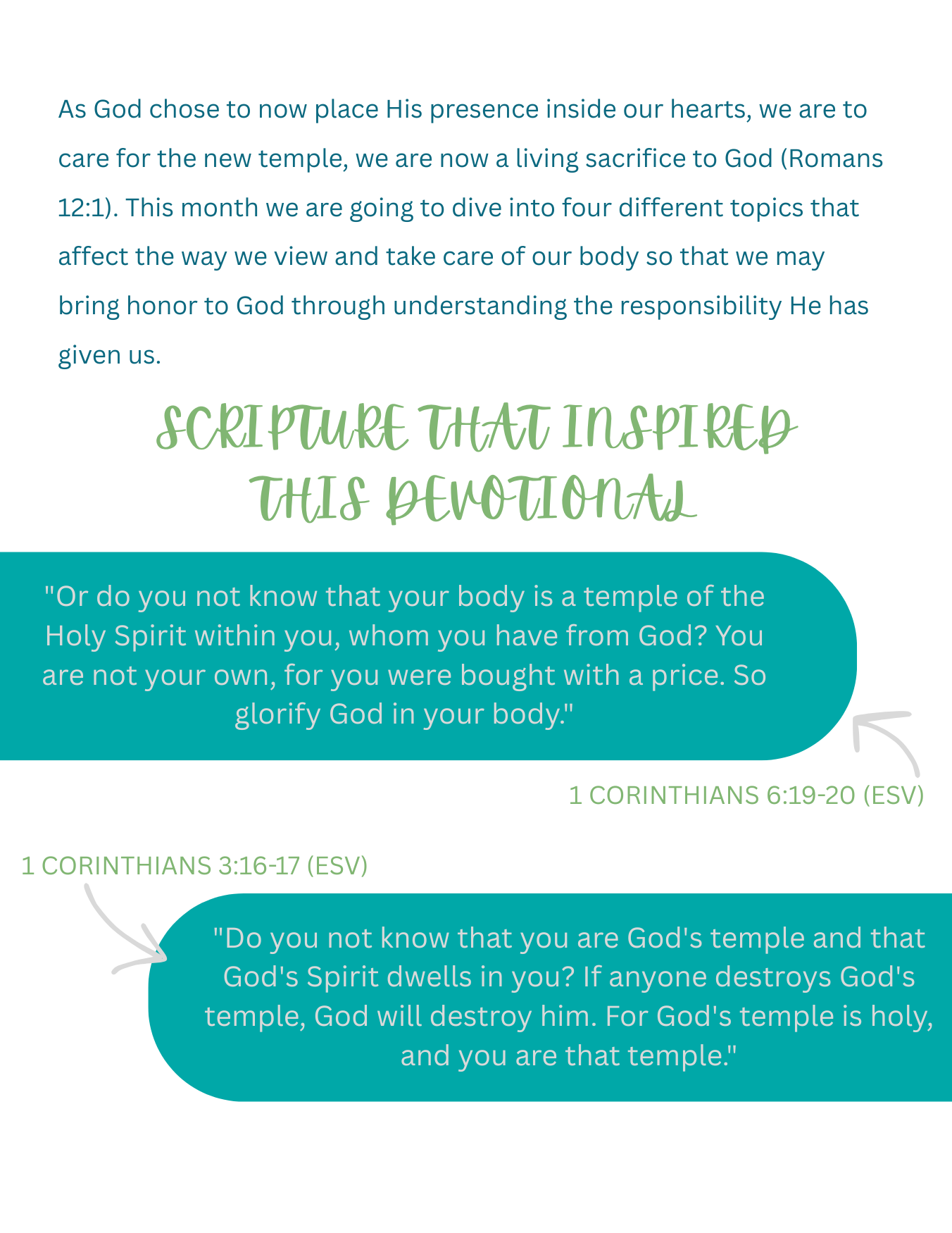 Girls Christian Devotional- Your Body as a Temple (Body Image, Eating, Working Out, Sexual Immorality)