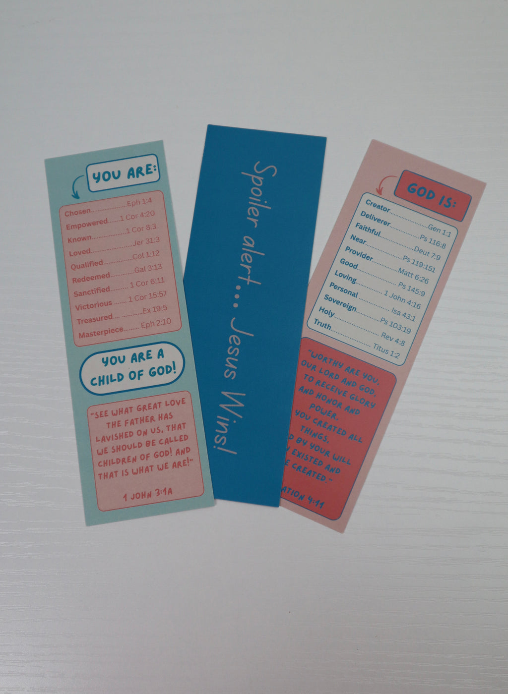 Bible Scripture Tool + Reference - Set of 3 Christian Bookmarks for Girls