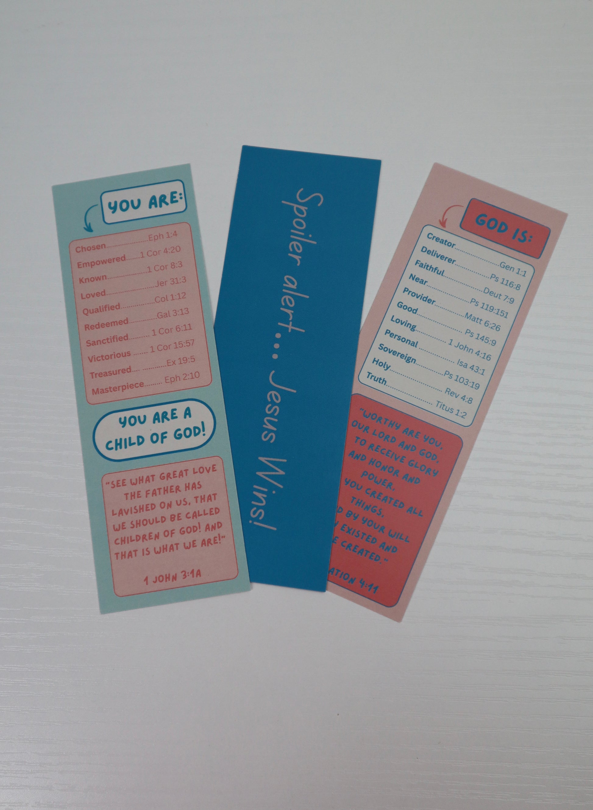 Bible Scripture Tool + Reference - Set of 3 Christian Bookmarks for Girls