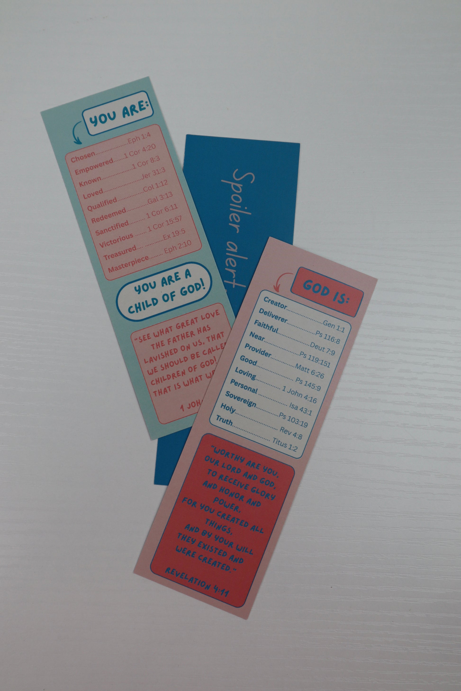 Bible Scripture Tool + Reference - Set of 3 Christian Bookmarks for Girls