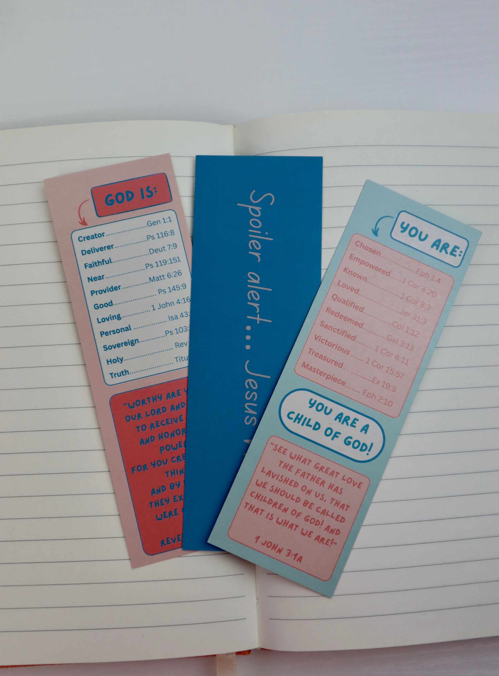 Bible Scripture Tool + Reference - Set of 3 Christian Bookmarks for Girls