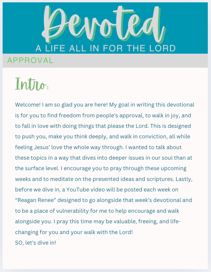Girls Devotional- Seeking Approval from God vs. Man